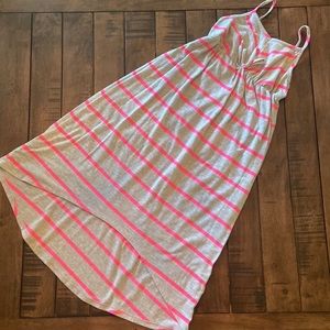 (M) Gray/Pink Jersey Sundress (high/low hem - short in front and longer in back)